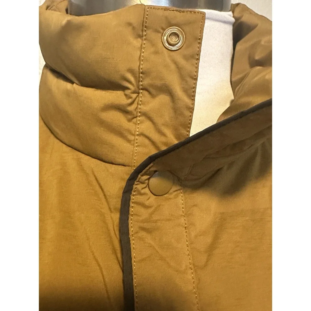 JENNI KAYNE Down Pullover Bronze Puffer Jacket sz.S Tan Anorak Snap Quilted READ - Picture 4 of 11